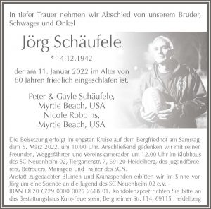Read more about the article Trauerfeier für Jörg Schäufele