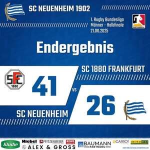 Endergebnis Halbfinale um die deutsche Rugbymeisterschaft SC80 Frankfurt 41:26 SCN