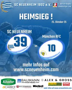 Auch am sechsten Spieltag der Bundesliga hat der SCN den München RFC auf dem heimischen Museumsplatz beim 39:10 (Halbzeitstand 22:3) klar dominiert. 