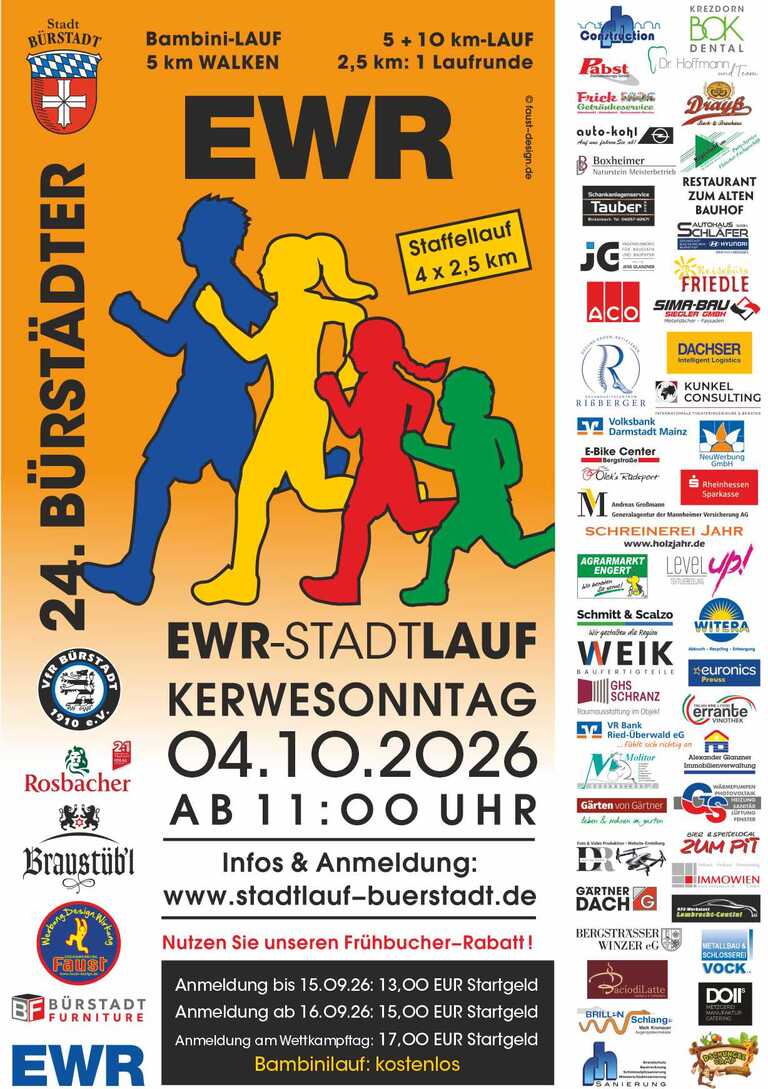 24. Bürstädter Stadtlauf, am Sonntag 4.10.